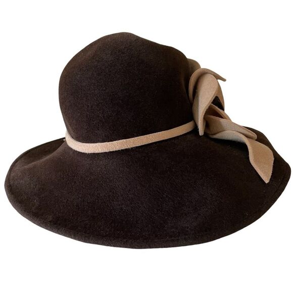 Vintage Anna Rixxo Firenze Fur Felt Floral Embellished Cloche Bucket Hat main image 5